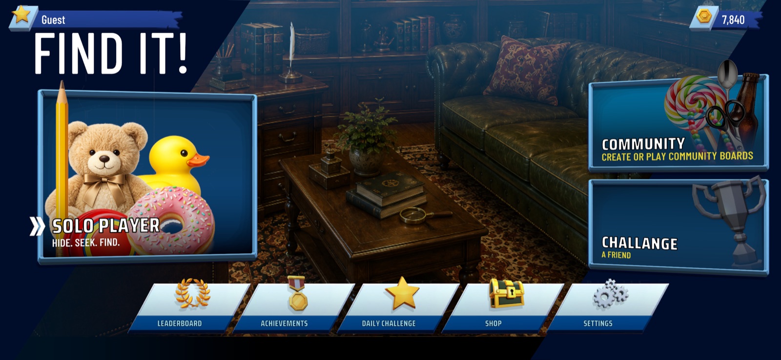 The development-build menu; some destinations include unfinished features.